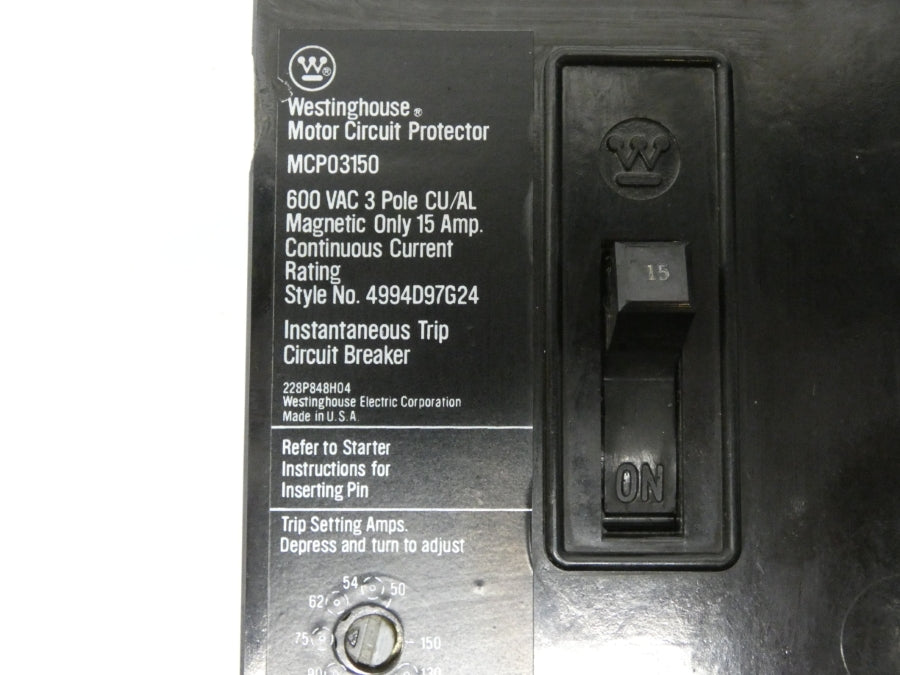 WESTINGHOUSE MCP03150 4994D97G24 600VAC 15A UNMP