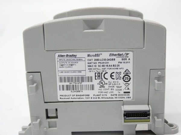 INDUSTRIAL SPARE PART 2080-LC50-24QBB SER. A F/W 10.011 24VDC/VAC 1A (AS PICTURED) UNMP