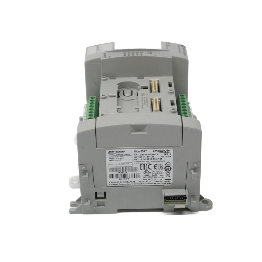 ALLEN BRADLEY 2080-LC50-24QVB SER. B F/W 12.011 24VDC/VAC 1A (NO COVER) UNMP