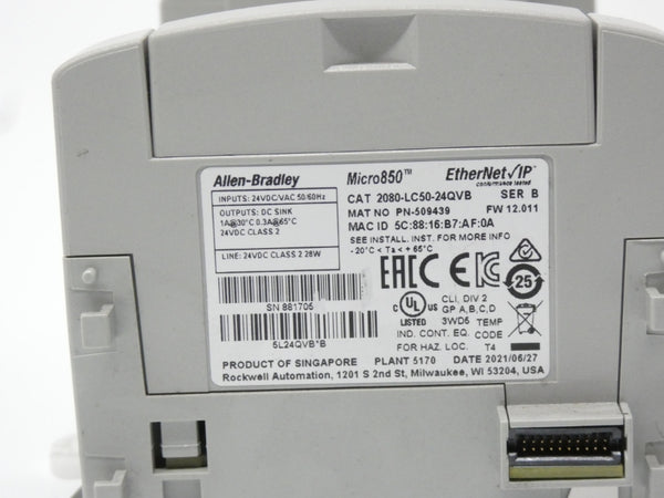 INDUSTRIAL SPARE PART 2080-LC50-24QVB SER. B F/W 12.011 24VDC/VAC 1A (NO COVER) UNMP