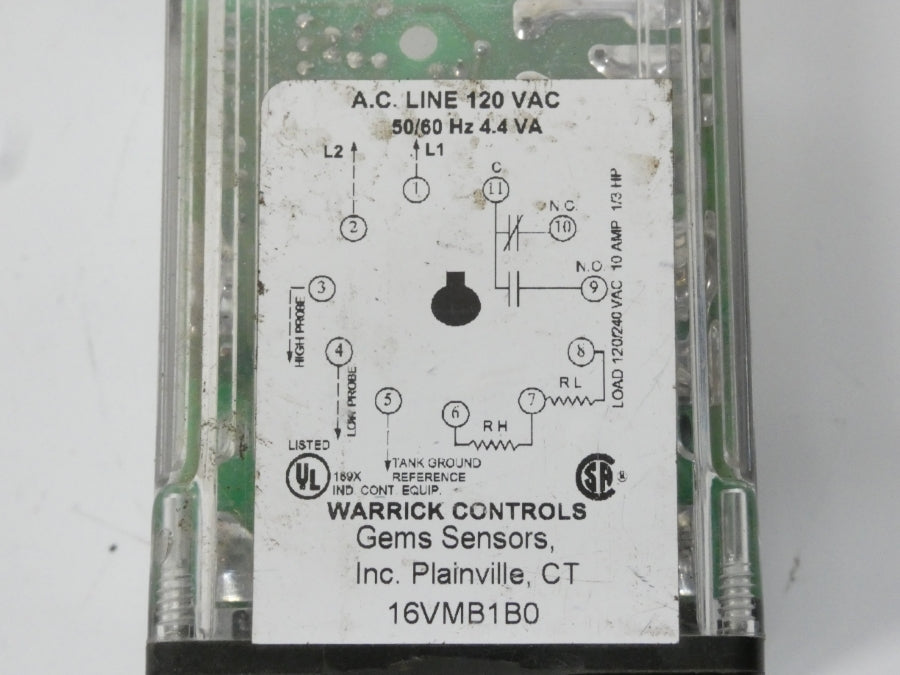 WARRICK CONTROLS 16VMB1B0 120VAC 10A UNMP