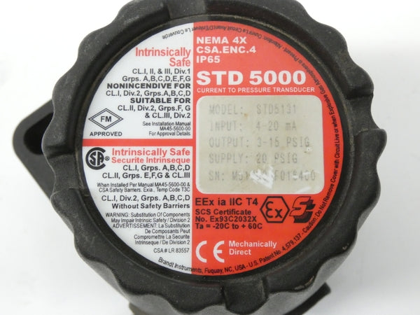 BRANDT INSTRUMENTS STD5131 STD5000 3-15PSI UNMP