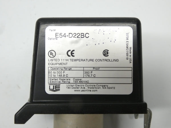 UNITED ELECTRIC E54-D22BC 480VAC 15A 50-300F UNMP