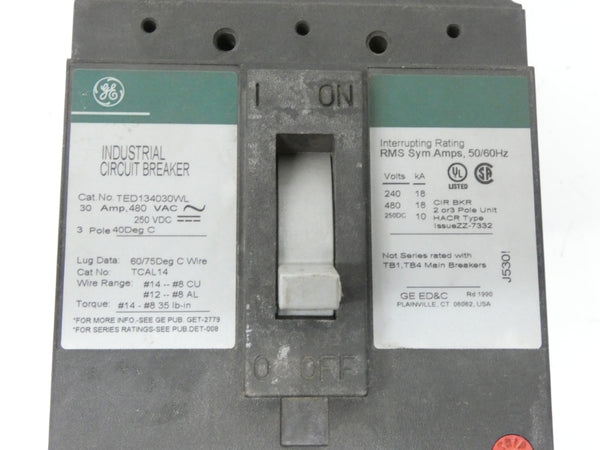 GENERAL ELECTRIC TED134030WL 480VAC 30A UNMP