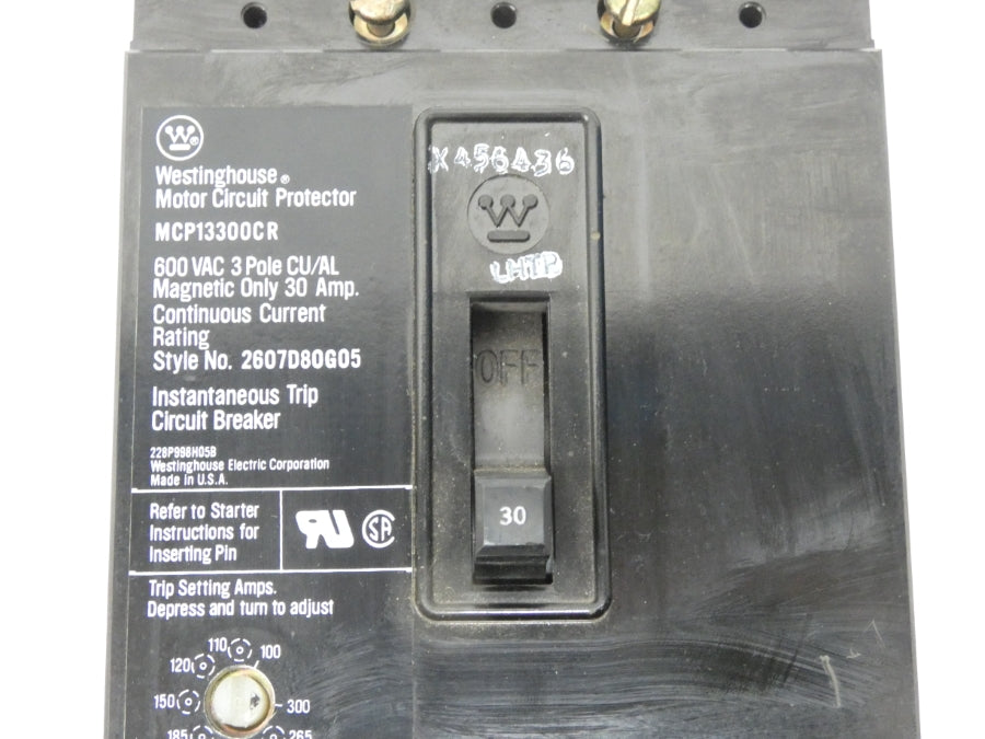 WESTINGHOUSE MCP13300CR 2607D80G05 600VAC 30A UNMP