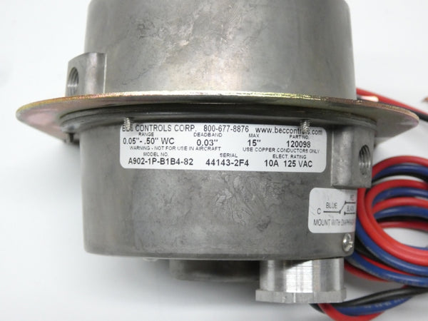 BEC CONTROLS A902-1P-B1B4-82 120098 125VAC 10A 0.05-.50" NSNP