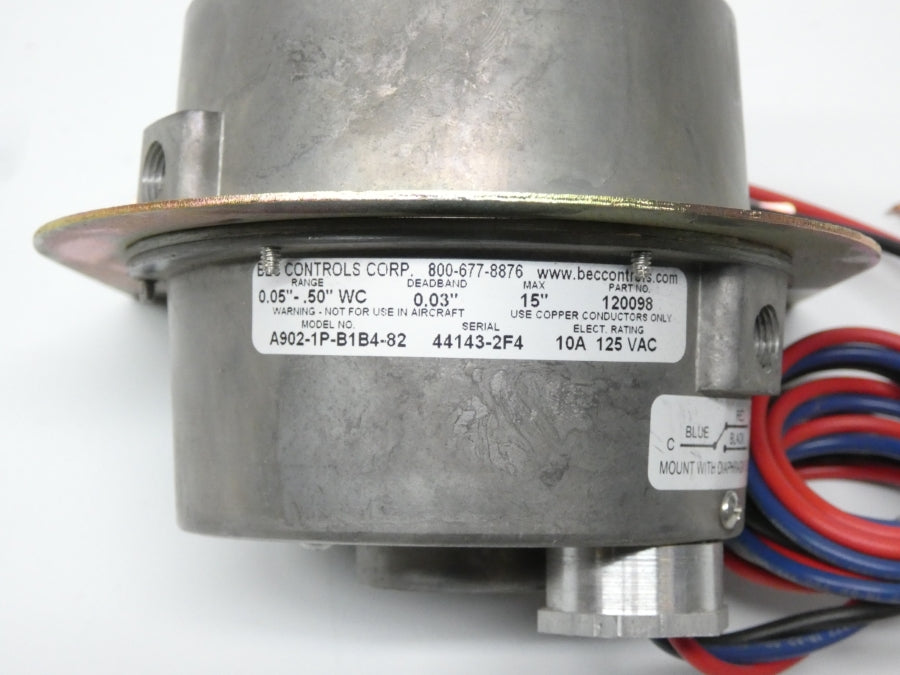 BEC CONTROLS A902-1P-B1B4-82 120098 125VAC 10A 0.05-.50" NSNP