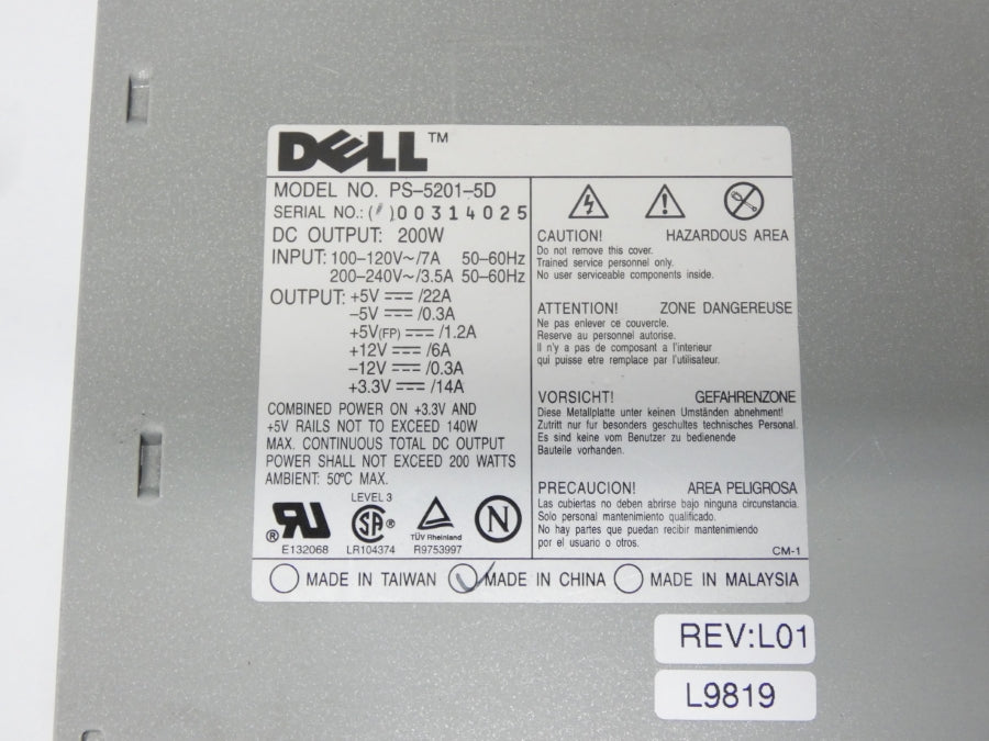 DELL PS-5201-5D REV. L01 200-240V 22A UNMP