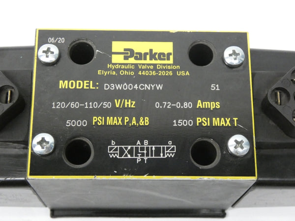 PARKER D3W004CNYW51 110-120V 0.72-0.80A 5000PSI (AS PICTURED) UNMP