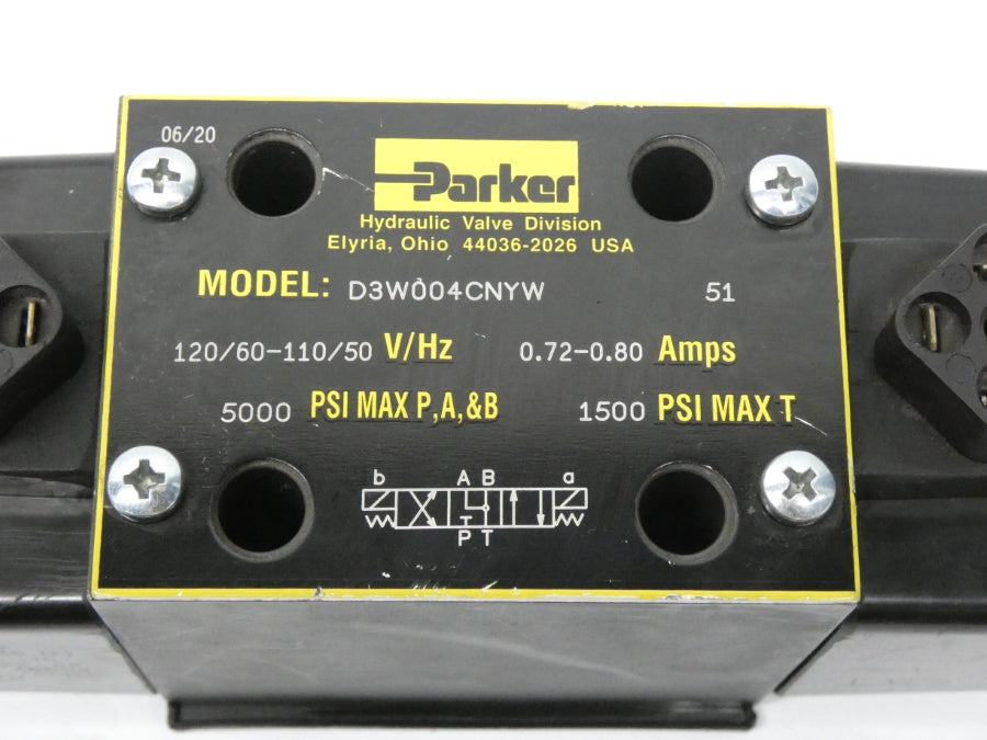 PARKER D3W004CNYW51 110-120V 0.72-0.80A 5000PSI (AS PICTURED) UNMP