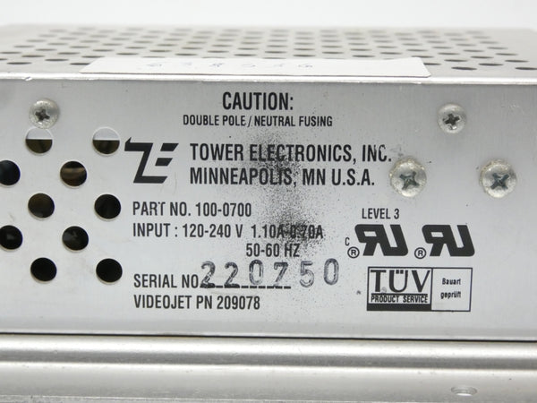 TOWER ELECTRONICS 100-0700 209078 120-240V 1.10-0.70A NSNP
