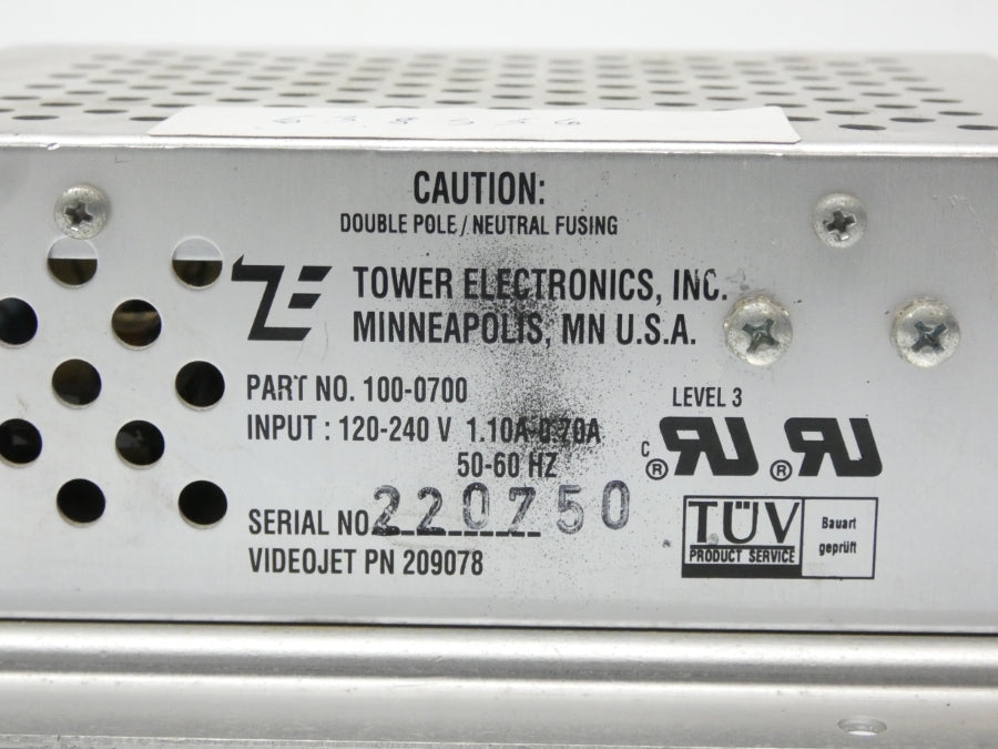 TOWER ELECTRONICS 100-0700 209078 120-240V 1.10-0.70A NSNP