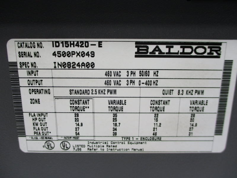 BALDOR ID15H420-E 460VAC UNMP