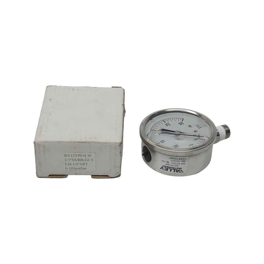 VALLEY INSTRUMENT BY12YPF4LW 0-30PSI 1/4" NSMP