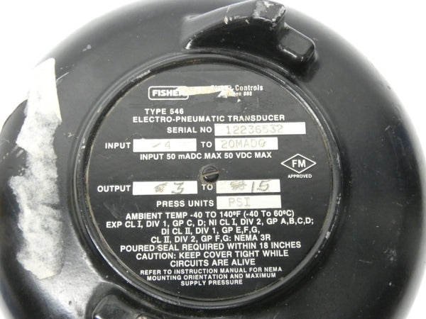 FISHER CONTROLS 546 1P5982 50VDC 3-15PSI UNMP