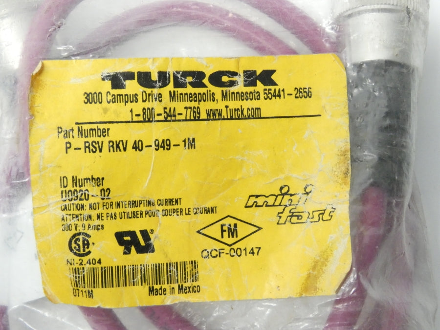 TURCK P-RSVRKV40-949-1M U0920-02 NSMP