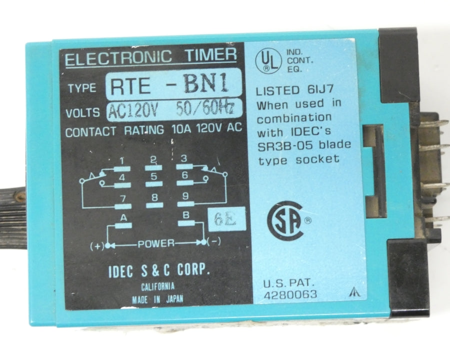 IDEC RTE-BN1 120VAC 10A 0-3S UNMP