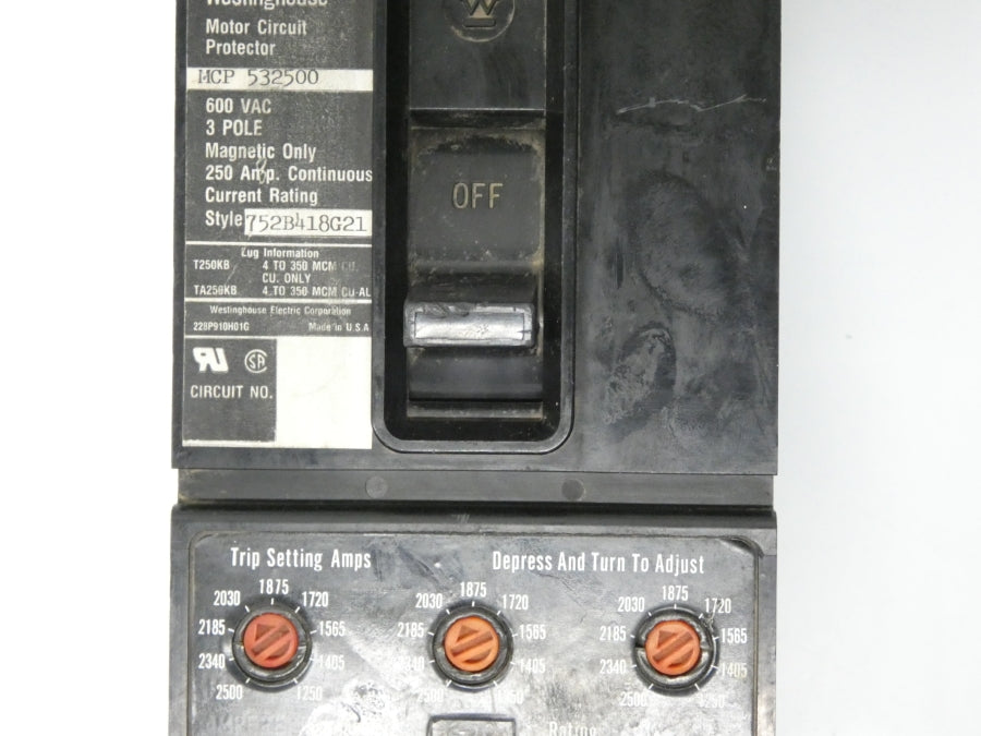 WESTINGHOUSE MCP532500 752B418G21 600VAC 250A UNMP
