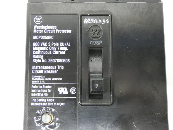 WESTINGHOUSE MCP0358RC 2607D80G03 600VAC 7A NUPI