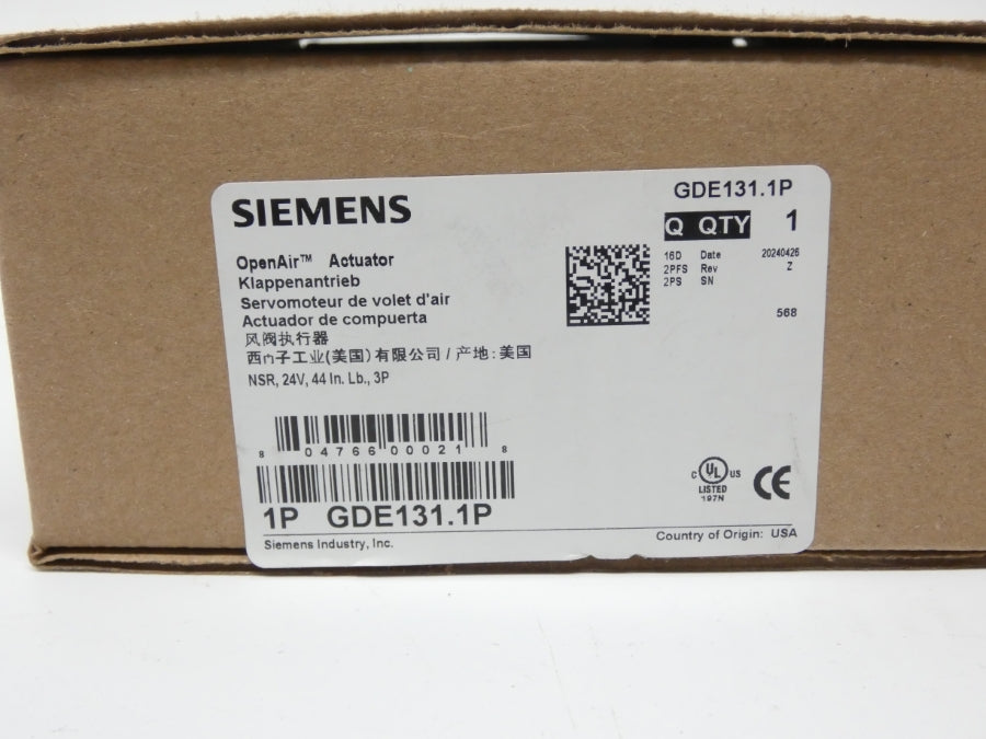 SIEMENS GDE131.1P 24VAC NSMP