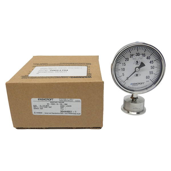 ASHCROFT 35-1032-S-15L-60# 0-60PSI 3-1/2" NSMP