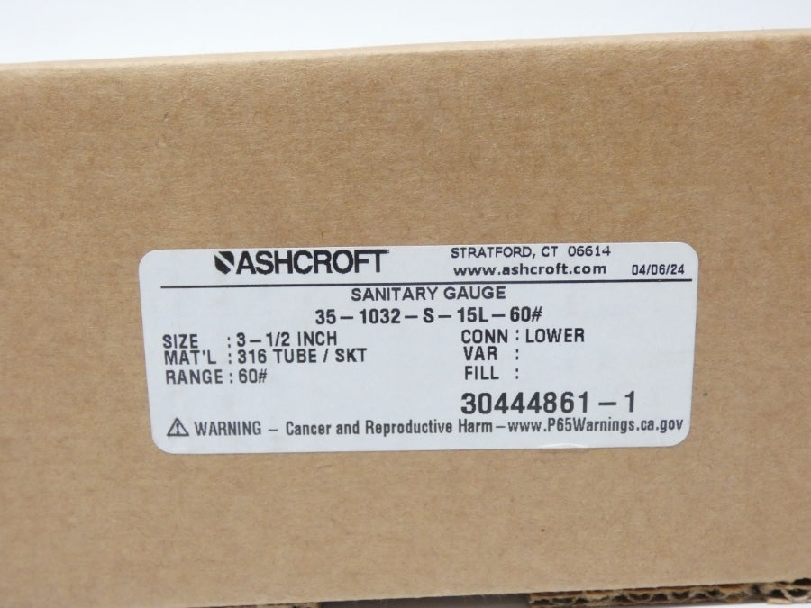 ASHCROFT 35-1032-S-15L-60# 0-60PSI 3-1/2" NSMP
