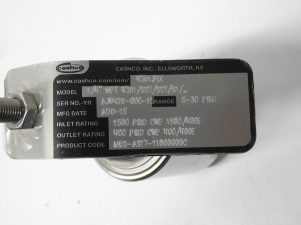 CASHCO 4381/SST/SST/S1 MB2-AS17-11000000C 5-30PSI 1/4" NSMP