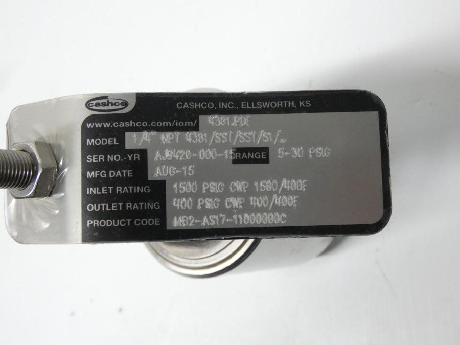 CASHCO 4381/SST/SST/S1 MB2-AS17-11000000C 5-30PSI 1/4" NSMP