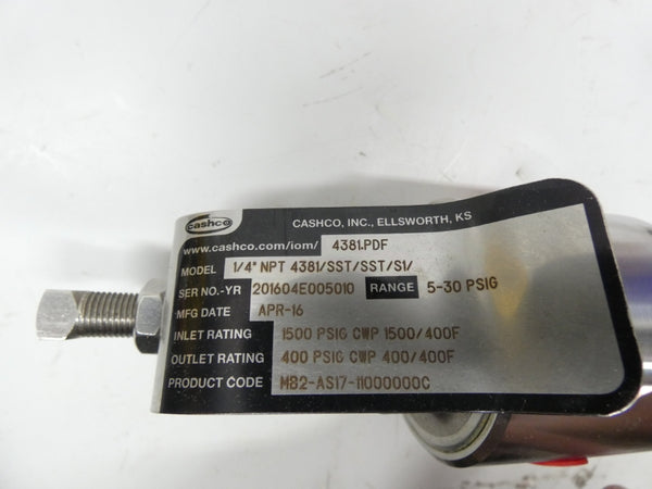 CASHCO 4381/SST/SST/S1 MB2-AS17-11000000C 5-30PSI 1/4" NSMP