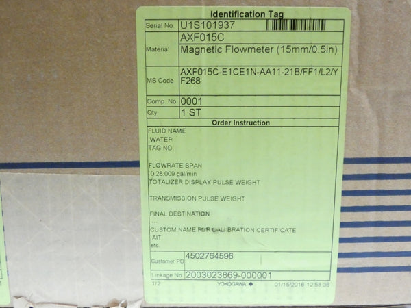 YOKOGAWA AXF015C-E1CE1N-AA11-21B/FF1/L2/YF268 100-120VDC 0.2A NSMP
