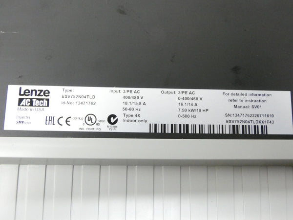 LENZE ESV752N04TLD 13471762 400/480V 18.1/15.8A NSMP