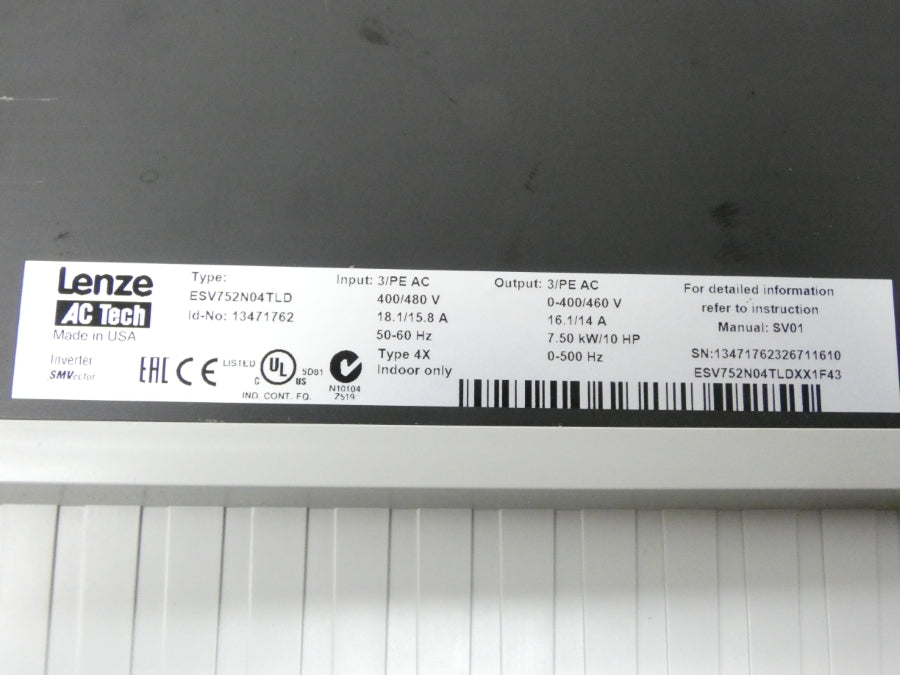 LENZE ESV752N04TLD 13471762 400/480V 18.1/15.8A NSMP