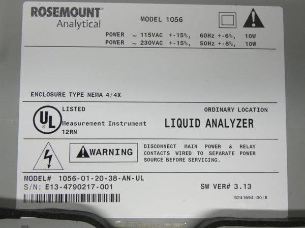 ROSEMOUNT 1056-01-20-38-AN-UL S/W 3.13 115/230VAC NSNP