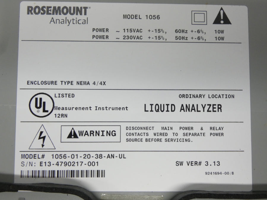 ROSEMOUNT 1056-01-20-38-AN-UL S/W 3.13 115/230VAC NSNP