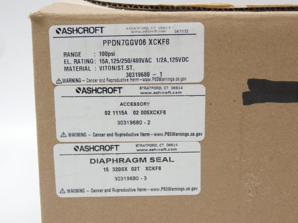 ASHCROFT PPDN7GGV06XCKF8 480VAC 15A 100PSI NSMP