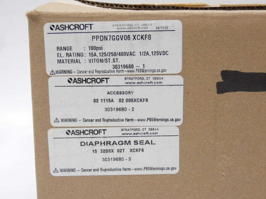 ASHCROFT PPDN7GGV06XCKF8 480VAC 15A 100PSI NSMP