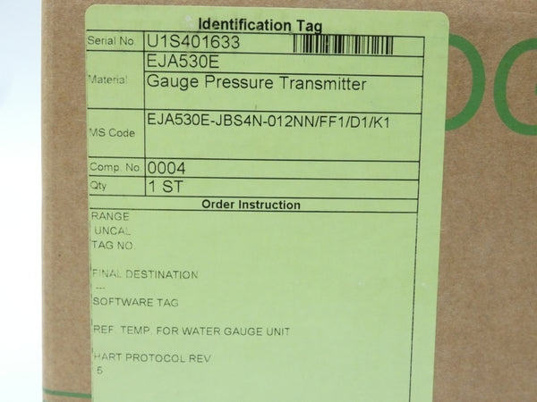 YOKOGAWA EJA530E-JBS4N-012NN/FF1/D1/K1 NSFS