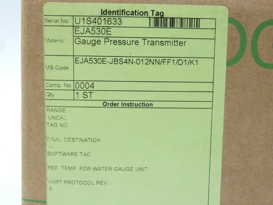 YOKOGAWA EJA530E-JBS4N-012NN/FF1/D1/K1 NSFS