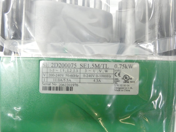 CONTROL TECHNIQUES SE2D200075 S/W 02.00.04 200-240V 11/5.5A NSMP