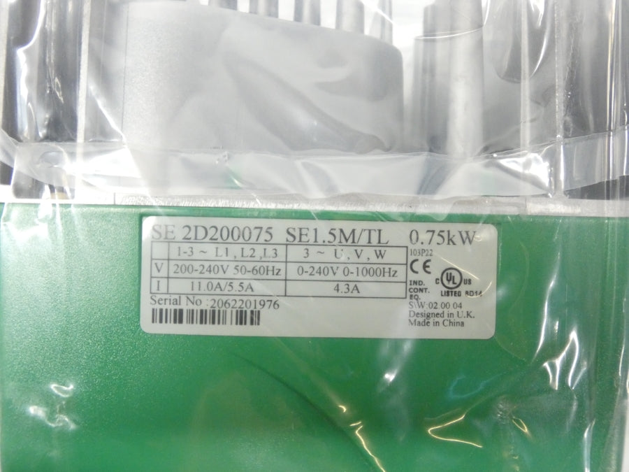 CONTROL TECHNIQUES SE2D200075 S/W 02.00.04 200-240V 11/5.5A NSMP