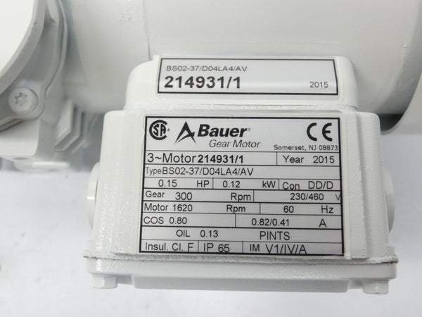 BAUER BS02-37/D04LA4/AV 230/460V 0.82/0.41A NSNP