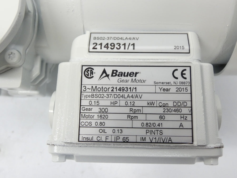BAUER BS02-37/D04LA4/AV 230/460V 0.82/0.41A NSNP