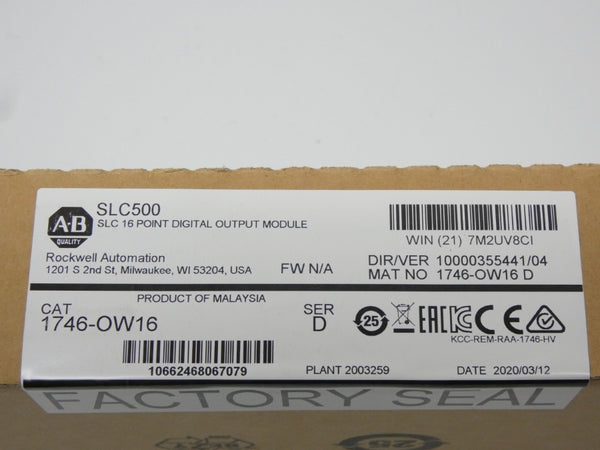 ALLEN BRADLEY 1746-OW16 SER. D DATE: 2020 NSFS