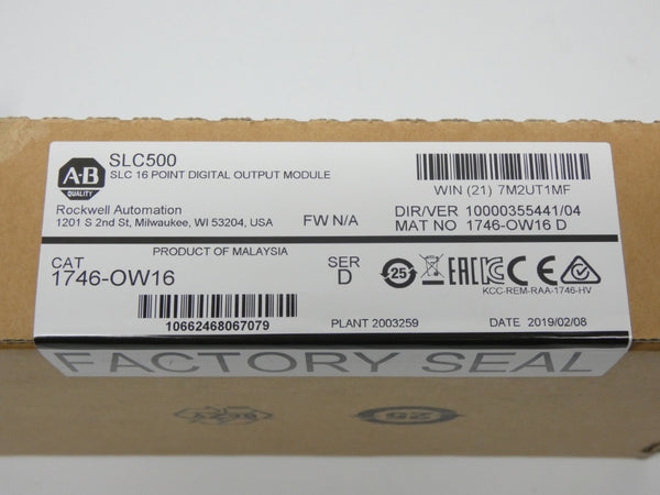 ALLEN BRADLEY 1746-OW16 SER. D DATE: 2019 NSFS