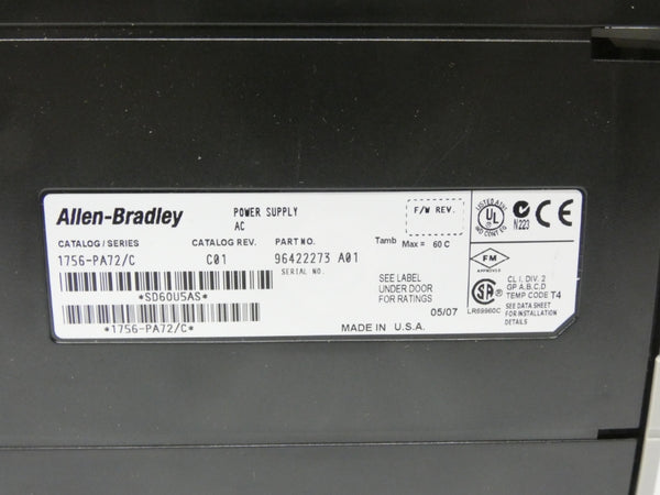 ALLEN BRADLEY 1756-PA72 SER. C REV. C01 120/240VAC 10A NSMP