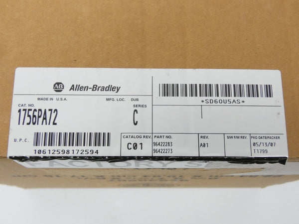 ALLEN BRADLEY 1756-PA72 SER. C REV. C01 120/240VAC 10A NSMP
