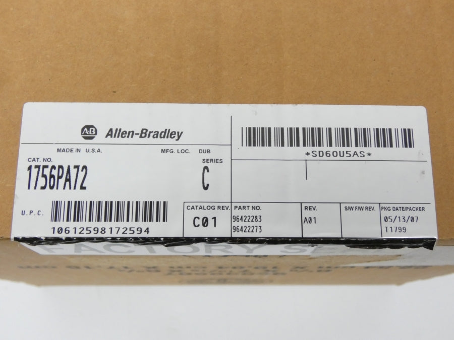 ALLEN BRADLEY 1756-PA72 SER. C REV. C01 120/240VAC 10A NSMP