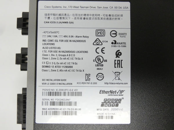 CISCO IE-2000-8TC-G-E 24-48V 0.5-1A NSMP
