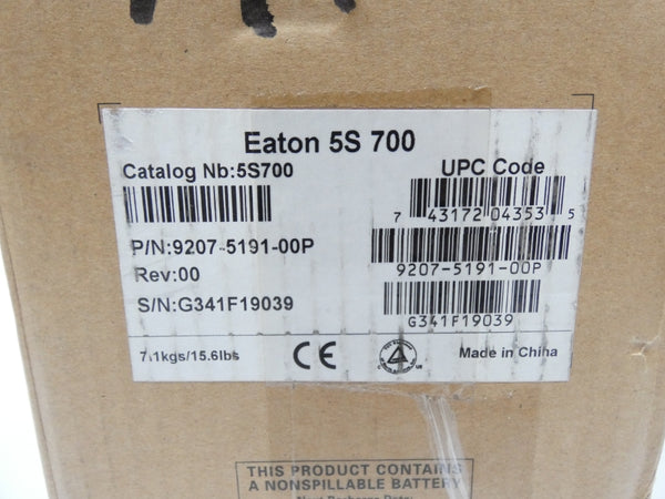 EATON 5S700 9207-5191-00P F/W 00 REV. 00 115V 6.1A NSMP