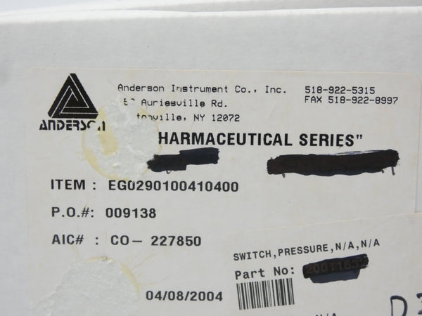 ANDERSON INSTRUMENT EG0290100410400 NSFS